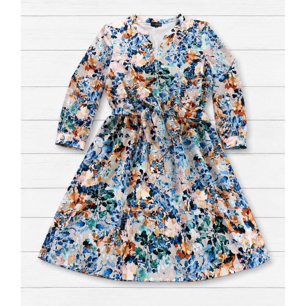 The Limited Floral V-Neck Belted Chiffon A-Line Dress Garden Party Size Medium